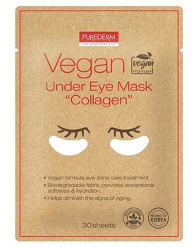 Веганская маска для глаз Purederm Collagen с коллагеном, 30 шт. цена и информация | Маски для лица, патчи для глаз | kaup24.ee