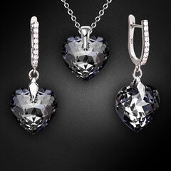 Серебряный комплект «Влюблённое Сердце III R (Silver Night)» с кристаллами Swarovski™ цена и информация | Наборы украшений | kaup24.ee