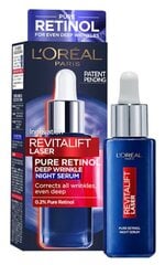 Ночная сыворотка с чистым ретинолом L'Oreal Paris Revitalift Laser, 30 мл цена и информация | Сыворотки для лица, масла | kaup24.ee