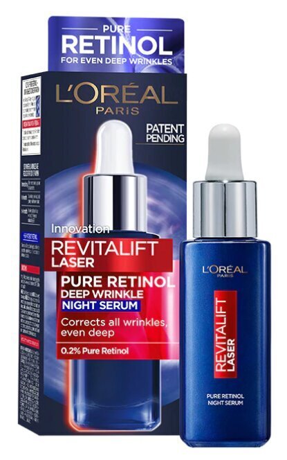 Puhta retinooli ööseerum L'Oreal Paris Revitalift Laser, 30 ml hind ja info | Näoõlid, seerumid | kaup24.ee