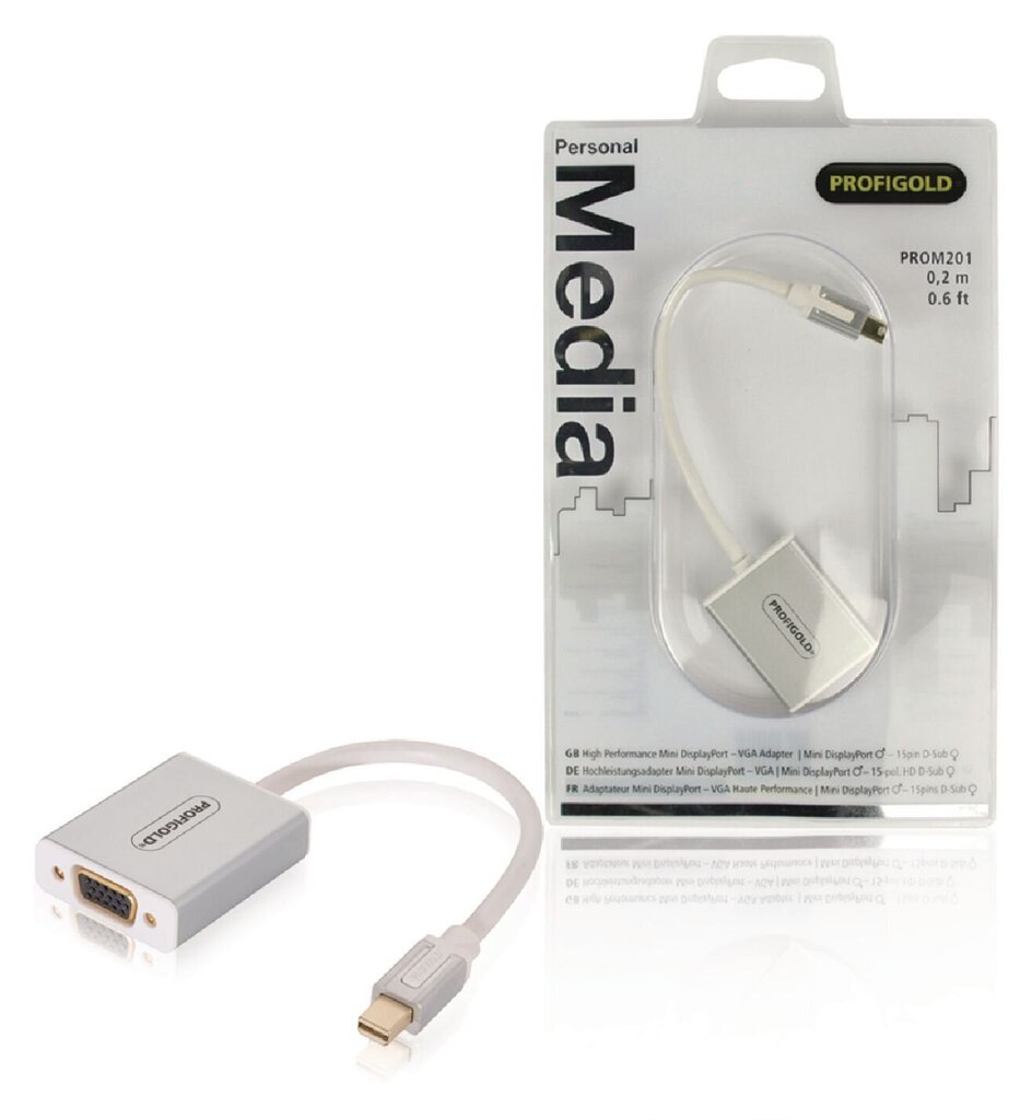 Adapter Profigold PROM201 MAC Mini DP otsik - VGA pesa, 0,2 m hind ja info | USB jagajad, adapterid | kaup24.ee