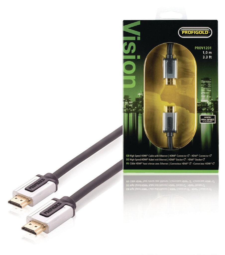 Profigold PROV1201 HDMI otsik - HDMI otsik 1.4, 1 m hind ja info | Kaablid ja juhtmed | kaup24.ee