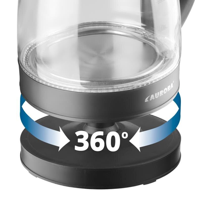 Veekeetja klaaskannuga Aurora 1,8L, 1750W, must hind ja info | Veekeetjad | kaup24.ee