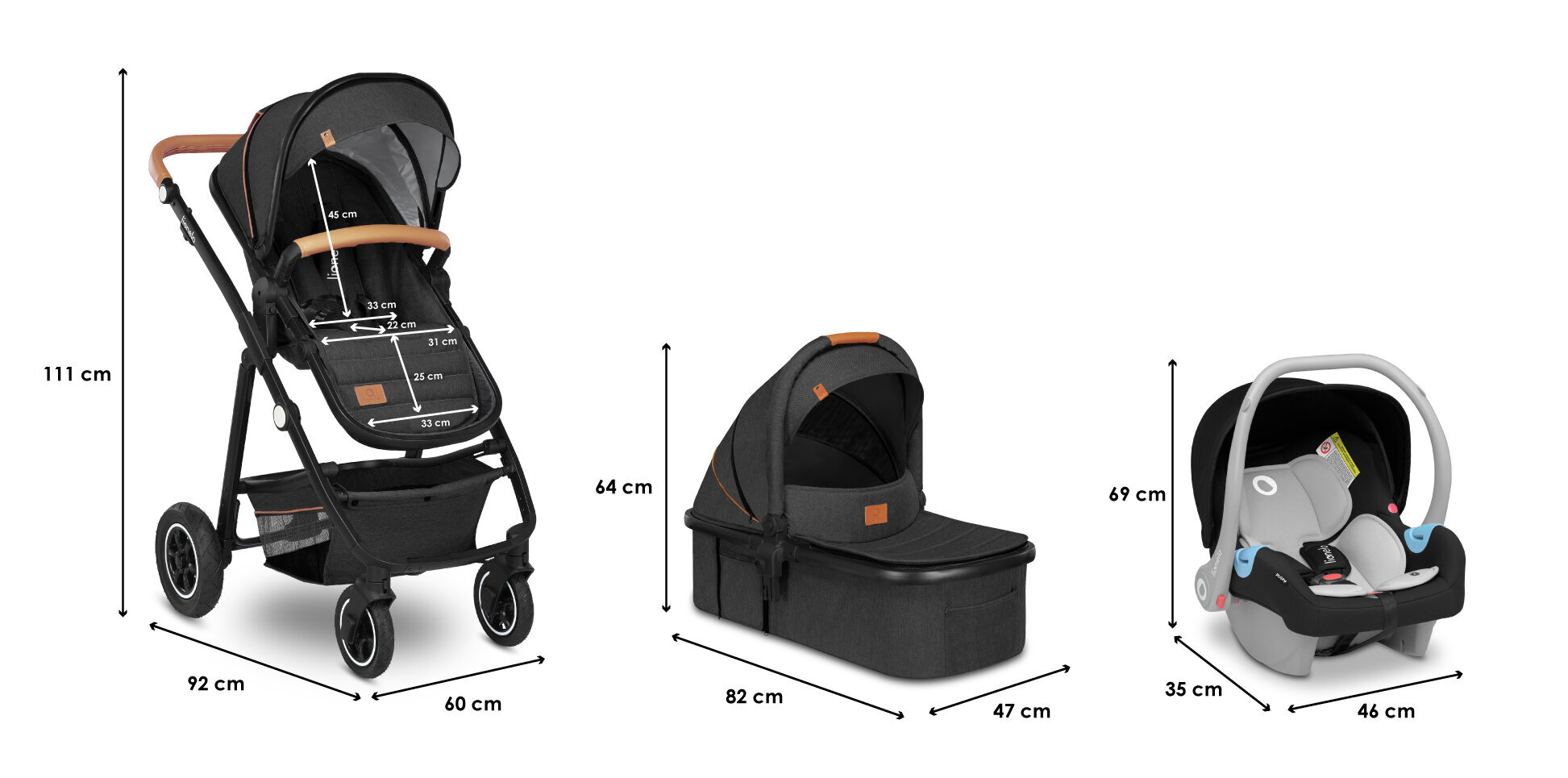 Universaalne jalutuskäru Lionelo Amber 3in1, Grey graphite hind ja info | Vankrid, jalutuskärud | kaup24.ee