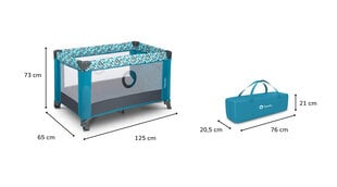 Lionelo кровать для путешествий Stefi, бирюзовый цена и информация | Манежи для детей | kaup24.ee