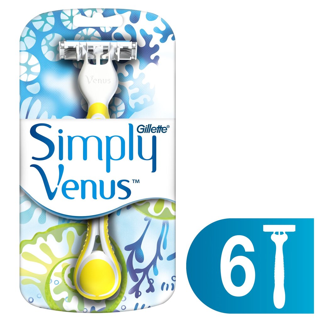 Gillette Valmis pardlid Simply Venus 3 Plus Yellow 6 tk hind ja info | Raseerimisvahendid | kaup24.ee