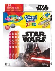 Värvilised pliiatsid koos teritajaga Colorino Disney Star Wars Jumbo, 12 tk. /13 värvi hind ja info | Kunstitarbed, voolimise tarvikud | kaup24.ee