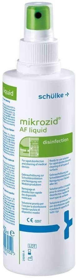 Vahend pindade kiireks desinfitseerimiseks Schülke Mikrozid AF Liquid, 250 ml цена и информация | Puhastusvahendid | kaup24.ee