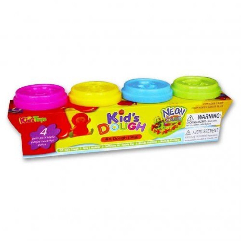 Plastiliin Kids Dough Neon, 4 värvi цена и информация | Arendavad mänguasjad | kaup24.ee