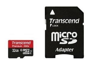 Mälukaart Micro Transcend SDHC 32GB W/ADAPT/CLASS10 TS32GUSDU1 цена и информация | Карты памяти | kaup24.ee