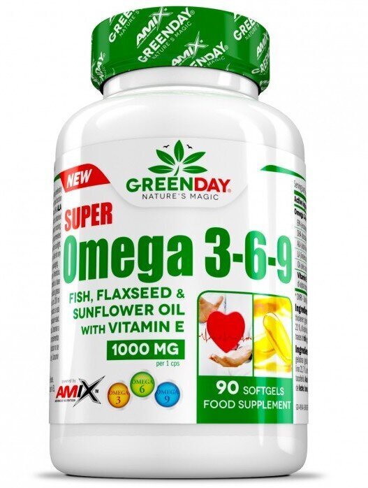 GreenDay® Super Omega 369, 90 geelkapslit hind ja info | Vitamiinid, toidulisandid, preparaadid tervise heaoluks | kaup24.ee