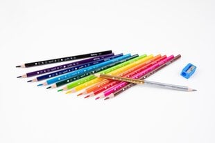 Värvilised pliiatsid koos teritajaga Colorino Junior Minnie, kolmnurksed, 12 tk. /13 värvi hind ja info | Kunstitarbed, voolimise tarvikud | kaup24.ee