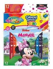 Цветные карандаши с точилкой Colorino Disney Junior Minnie Jumbo, 12 шт., 13 цветов цена и информация | Принадлежности для рисования, лепки | kaup24.ee