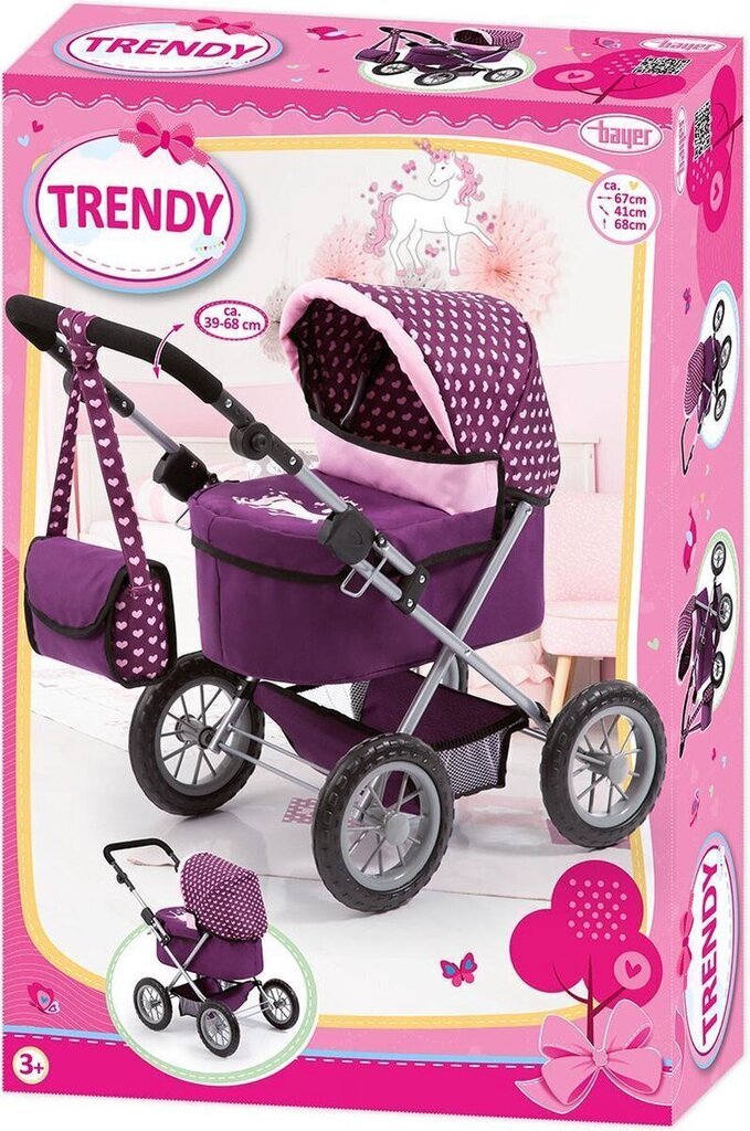 Nukukäru Bayer Trendy, lilla hind ja info | Tüdrukute mänguasjad | kaup24.ee
