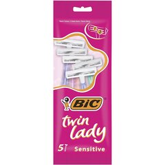 Одноразовые бритвы для женщин Bic Twin Lady 5 штук цена и информация | Косметика и средства для бритья | kaup24.ee