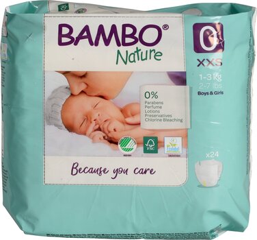 Экологические подгузники Bambo Premature, 0, 1-3 кг 24 шт. цена и информация | Подгузники | kaup24.ee