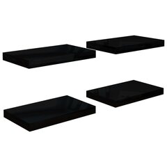 Seinariiulid VidaXL, 4 tk., 40x23x3.8 cm, must цена и информация | Полки | kaup24.ee