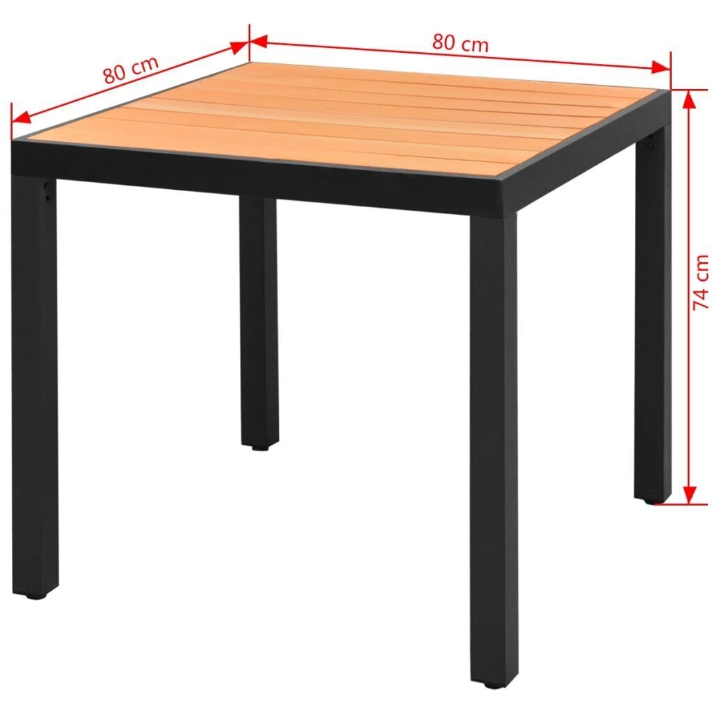 vidaXL Aialaud, pruun, 80x80x74cm, alumiinium ja WPC hind ja info | Aialauad | kaup24.ee