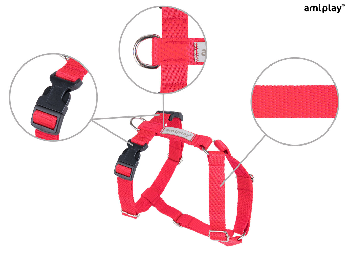 Reguleeritavad traksid Amiplay Guard Samba, S, Red hind ja info | Kaelarihmad ja traksid koertele | kaup24.ee