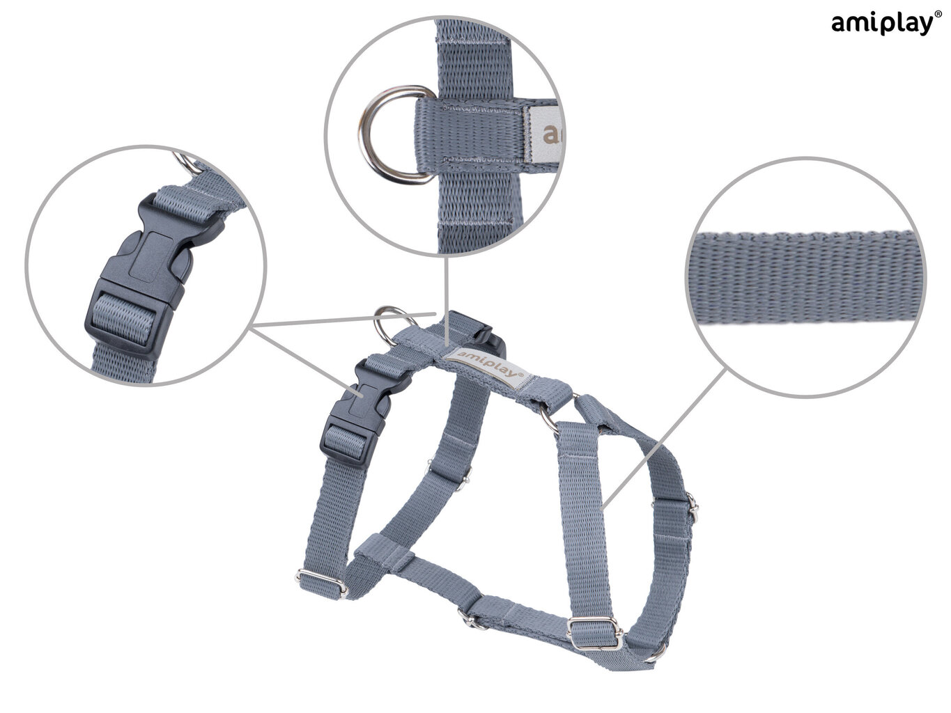 Reguleeritavad traksid Amiplay Guard Samba, M, Grey hind ja info | Kaelarihmad ja traksid koertele | kaup24.ee