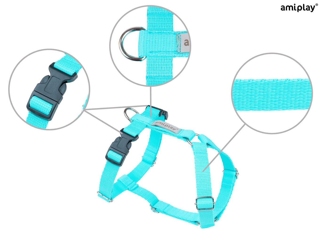 Reguleeritavad traksid Amiplay Guard Samba, XL, Turquoise hind ja info | Kaelarihmad ja traksid koertele | kaup24.ee