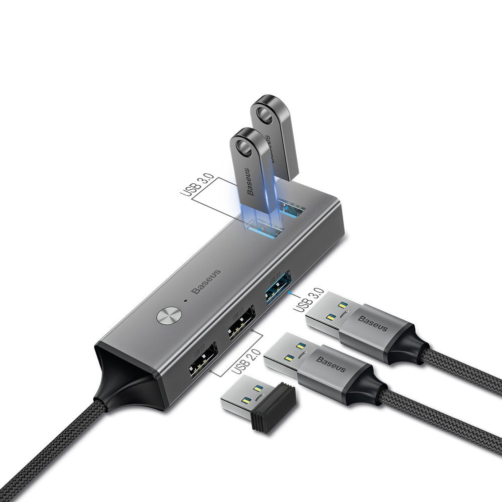 USB HUB-adapter Baseus 3x USB 3.0 + 2x USB 2.0 цена и информация | Mobiiltelefonide kaablid | kaup24.ee