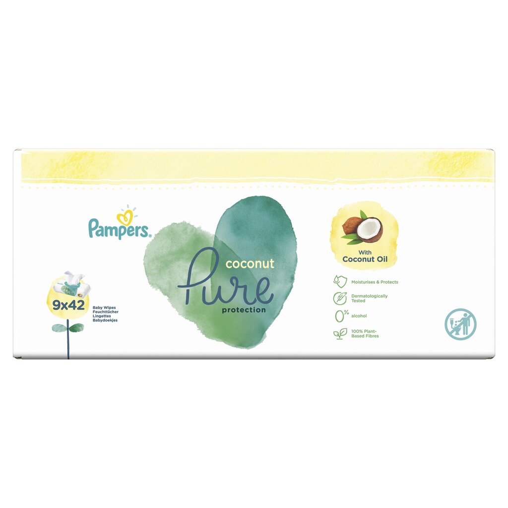 Salvrätikud Pampers Coconut Pure, 9x42 tk. hind ja info | Niisked salvrätikud | kaup24.ee