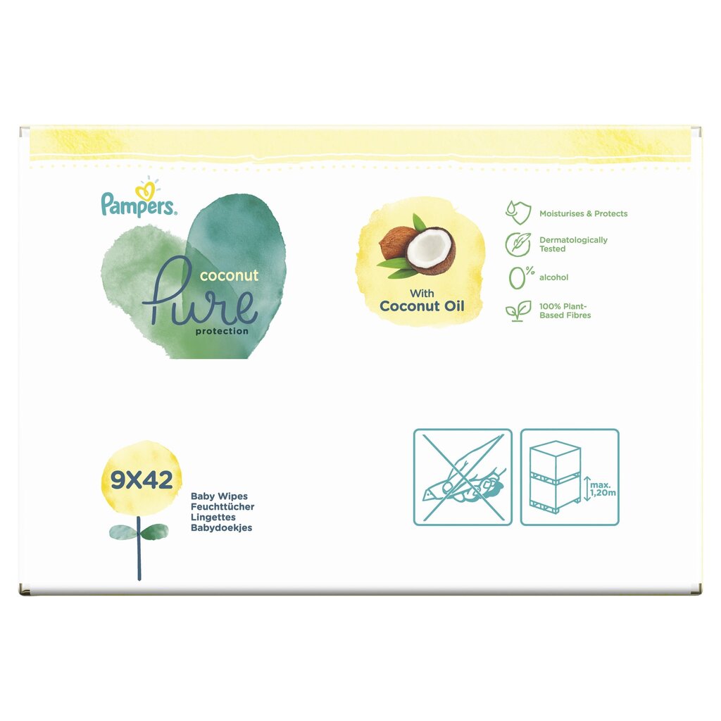 Salvrätikud Pampers Coconut Pure, 9x42 tk. hind ja info | Niisked salvrätikud | kaup24.ee