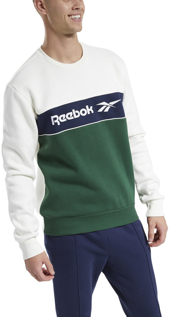 Džemper Reebok Cl F Linear Crew, valge/roheline hind ja info | Meeste pusad | kaup24.ee