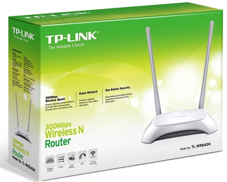 Ruuter TP-LINK TL-WR840N, 4xUTP, WLAN 802.11b/g/n, 300 Mbps цена и информация | Ruuterid | kaup24.ee