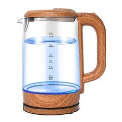 Veekeetja Platinet PEK881 Modern Electric Kettle Glass & Wooden / 1800 ml / 1800W / Blue LED hind ja info | Platinet Kodumasinad, kodutehnika | kaup24.ee