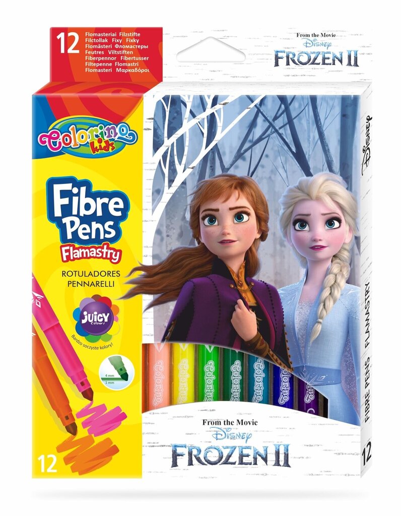 Mahapestavad viltpliiatsid Colorino Disney Frozen II, 12 värvi hind ja info | Kunstitarbed, voolimise tarvikud | kaup24.ee