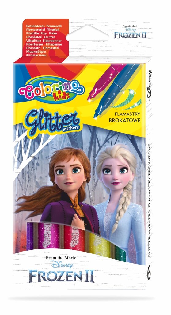 Mahapestavad sädelevad viltpliiatsid Colorino Disney Frozen II, 6 värvi цена и информация | Kunstitarbed, voolimise tarvikud | kaup24.ee