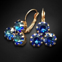 Naiste kõrvarõngad DiamondSky „Baroque Mirror II (Bermuda Blue)“ koos Swarovski kristallidega hind ja info | Kõrvarõngad | kaup24.ee