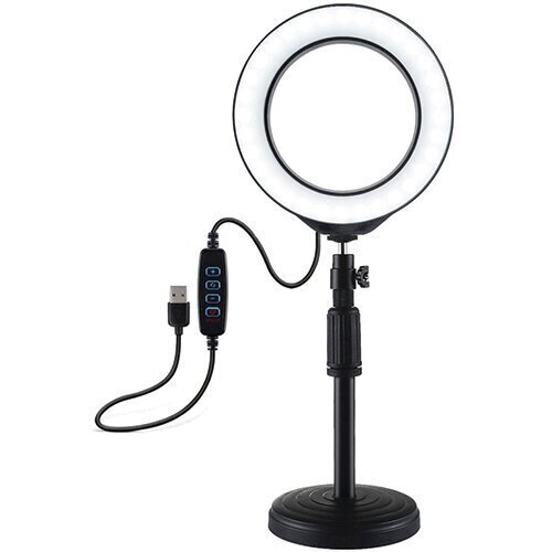 LED rõngaslamp 16 cm, alusega 18-28 cm, USB hind ja info | Fotovalgustuse seadmed | kaup24.ee