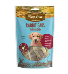 DogFest Küülikukõrvad kanalihaga, kutsikatele, 90 g hind ja info | Maiustused koertele | kaup24.ee
