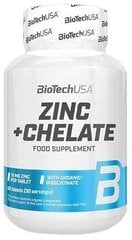 Toidulisand Biotech USA Zinc + Chelate, 60 tabletti hind ja info | Vitamiinid, toidulisandid, preparaadid tervise heaoluks | kaup24.ee