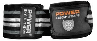 Поддерживающие бинты для локтей POWER SYSTEM ELBOW WRAPS 3600 GRAY цена и информация | Ортезы и бандажи | kaup24.ee