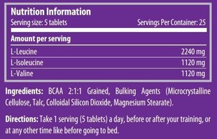 Bcaa 6400, 125 tabletti цена и информация | Аминокислоты | kaup24.ee
