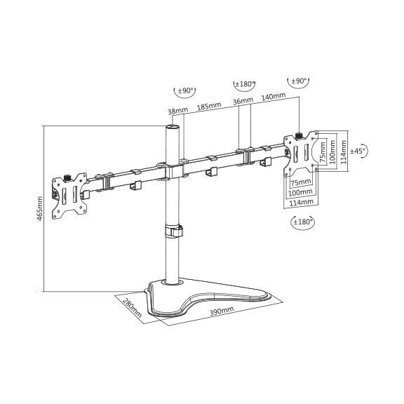 Sbox LCD-F024 Vesa 360°, 13“- 32" hind ja info | Monitori hoidjad | kaup24.ee