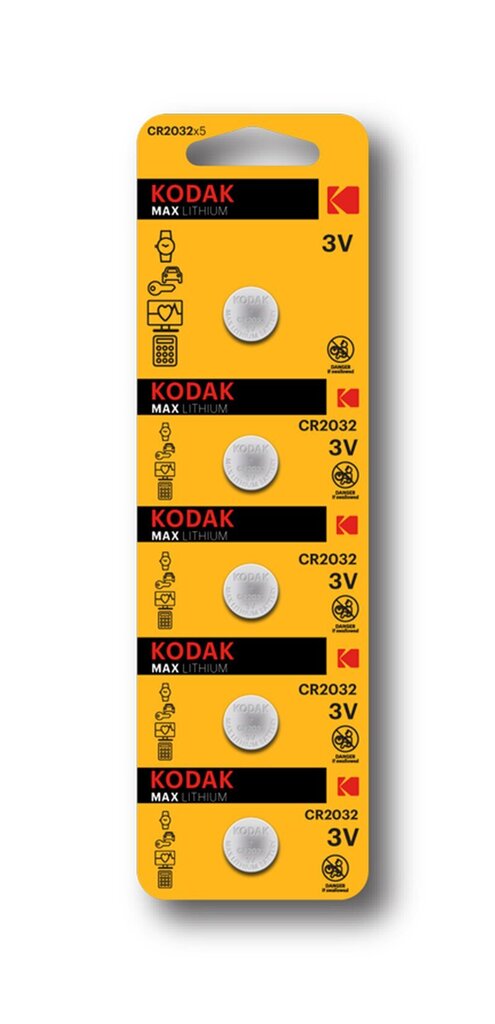 Tahvelarvuti aku Kodak CR2032 liitium 3V (5BB) hind ja info | Patareid | kaup24.ee