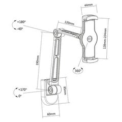 Настенный кронштейн для планшетов Techly 4,7-12,9", регулируемый, с элементами крепления цена и информация | Аксессуары для планшетов, электронных книг | kaup24.ee