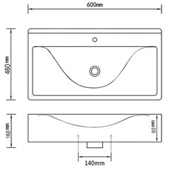 Valamu 600x460, kuldne hind ja info | Kraanikausid, valamud | kaup24.ee