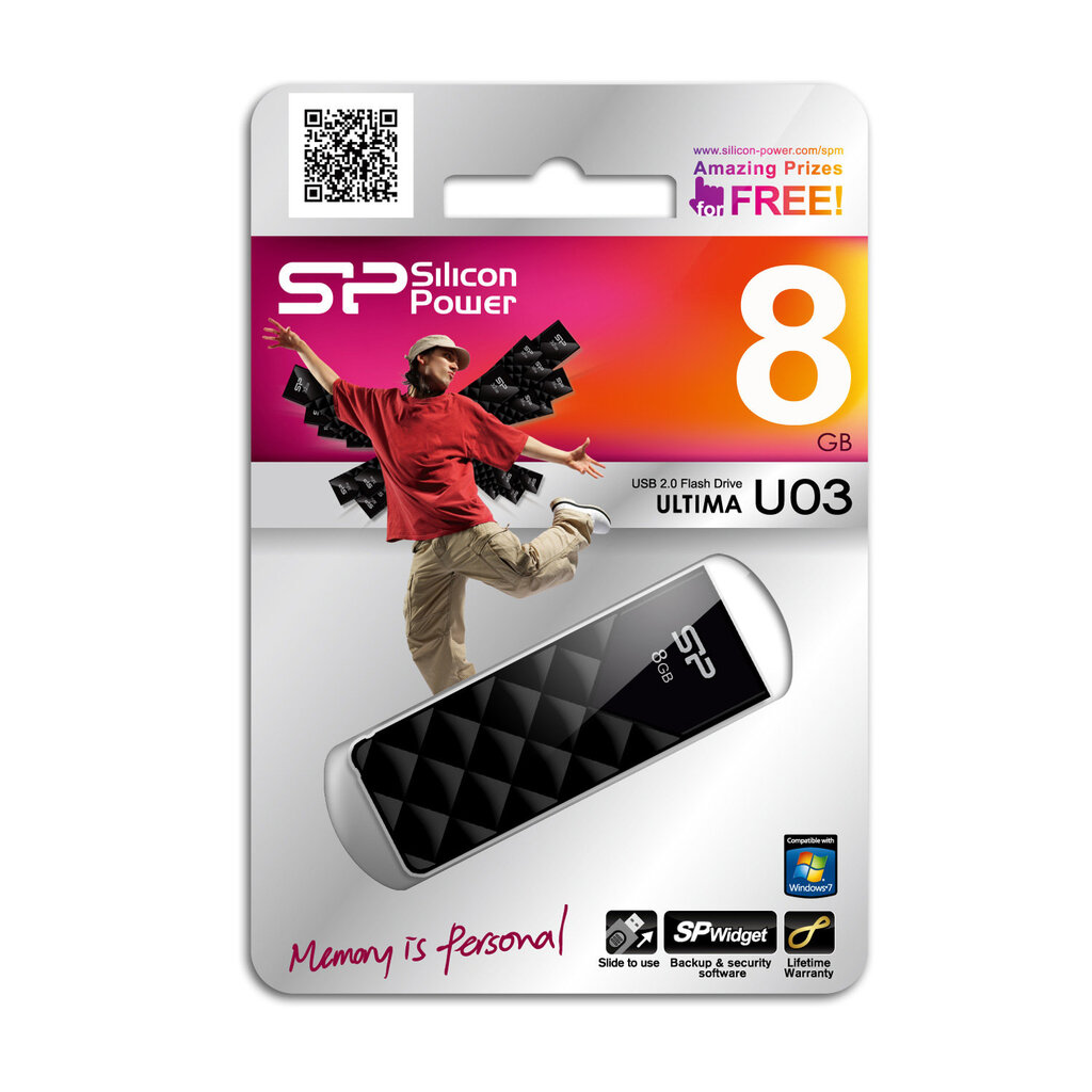 Silicon Power memory USB Ultima U03 8GB USB 2.0 Black hind ja info | Mälupulgad | kaup24.ee