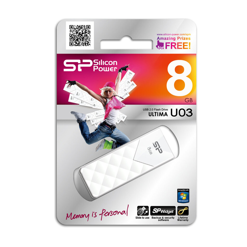 Silicon Power memory USB Ultima U03 8GB USB 2.0 White цена и информация | Mälupulgad | kaup24.ee