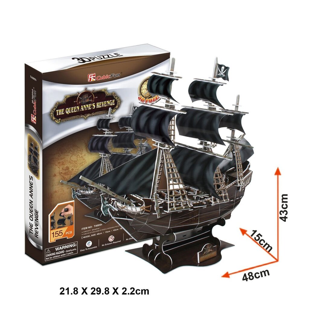 3D pusle CubicFun Laev The Queen Anne's Revenge, 155-osaline hind ja info | Pusled | kaup24.ee