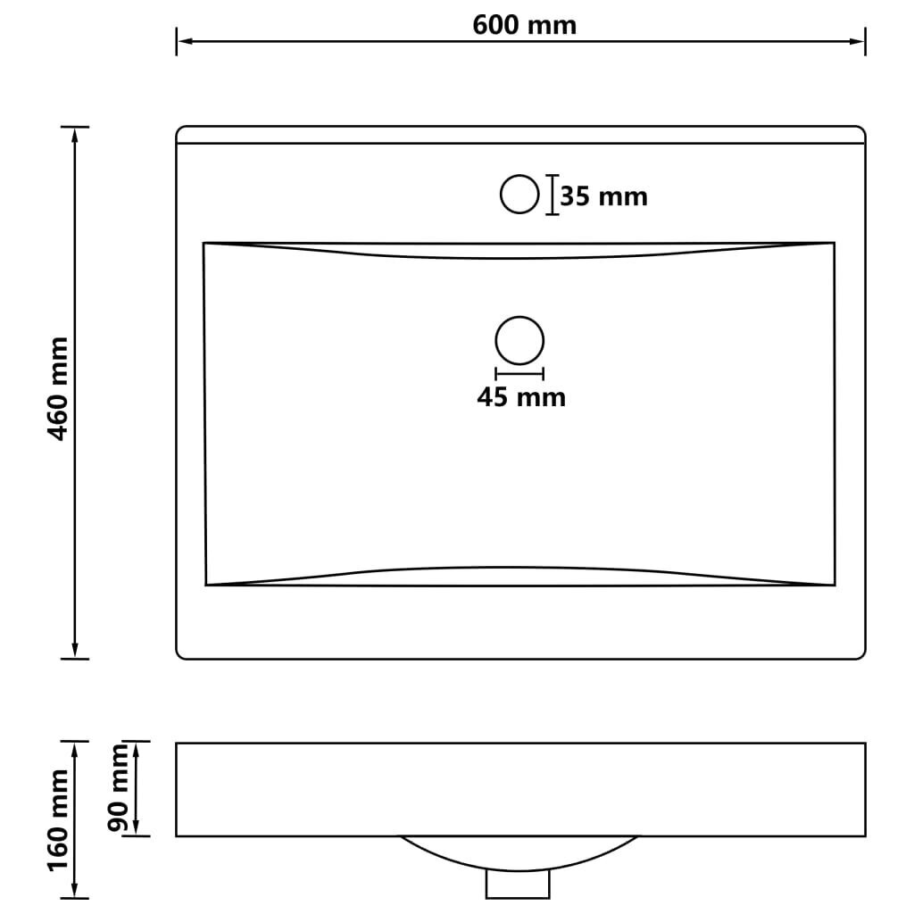 Valamu 600x460, hall цена и информация | Kraanikausid, valamud | kaup24.ee