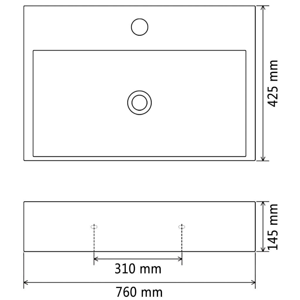 Valamu 760x425, must hind ja info | Kraanikausid, valamud | kaup24.ee