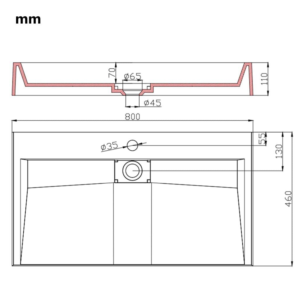 Valamu, 80x46x11cm, valge hind ja info | Kraanikausid, valamud | kaup24.ee