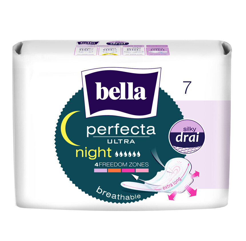 Hügieenisidemed BELLA PERFECTA Night New, 7 tk hind ja info | Tampoonid, hügieenisidemed, menstruaalanumad | kaup24.ee